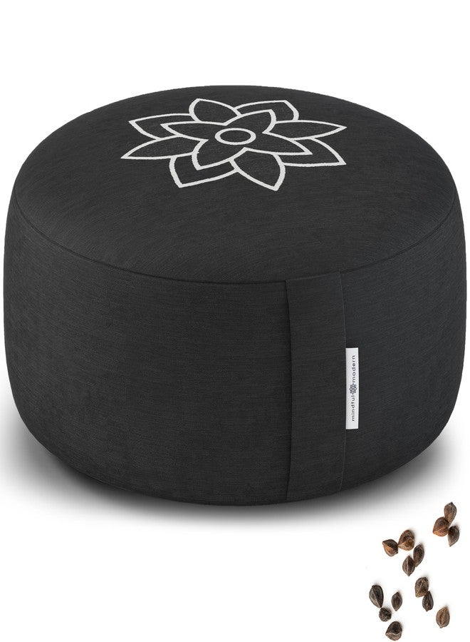 Mindful Modern Mindful & Modern Large Meditation Cushion for Zafu Yoga - Meditation Pillow for Sitting on the Floor - Buckwheat Hull Filled Yoga Cushion with Removable, Washable 100% Cotton Cover and Carry Handle - Image 1