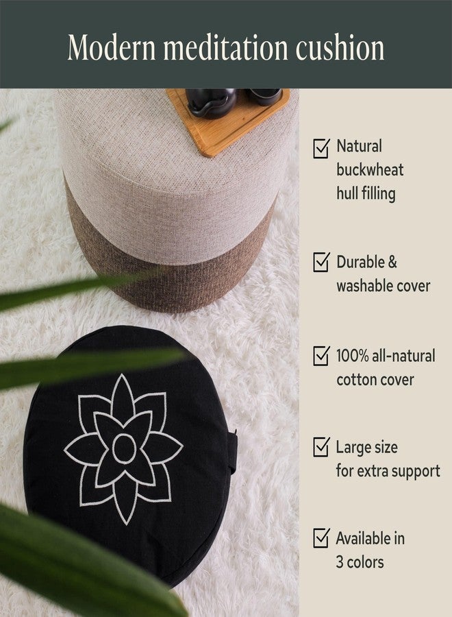 Mindful Modern Mindful & Modern Large Meditation Cushion for Zafu Yoga - Meditation Pillow for Sitting on the Floor - Buckwheat Hull Filled Yoga Cushion with Removable, Washable 100% Cotton Cover and Carry Handle - Image 3