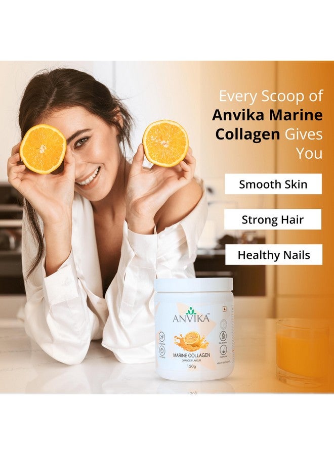ANVIKA مكملات ببتيدات الكولاجين البحري من أنفيكا للبشرة والشعر والأظافر. العظام والمفاصل | مثبت سريرياً | ببتيدات كولاجين بحري مهدرج | مكملات كولاجين للنساء والرجال، بنكهة البرتقال، 150 جرام - Image 5