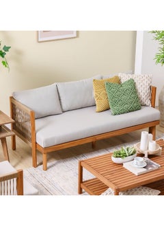 Watson 5-Seater Outdoor Sofa Set | Wooden Frame Garden Furniture I Modern Design Lounge Sofa Sets | Outdoor Seating Table And Chairs For Patio Lawn Garden-Natural Wood/Beige