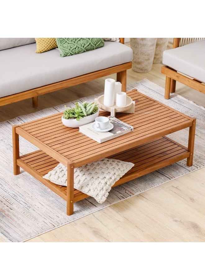 DANUBE HOME - Watson 5-Seater Outdoor Sofa Set | Wooden Frame Garden Furniture I Modern Design Lounge Sofa Sets | Outdoor Seating Table And Chairs For Patio Lawn Garden-Natural Wood/Beige - Image 1