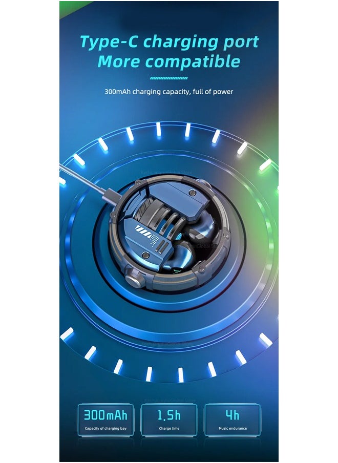 Monster - Monster XKT10 wireless bluetooth headphones Mecha style Design Metal Material Gamer Headset Waterproof Noise Reduction With Microphone Blue - Image 1