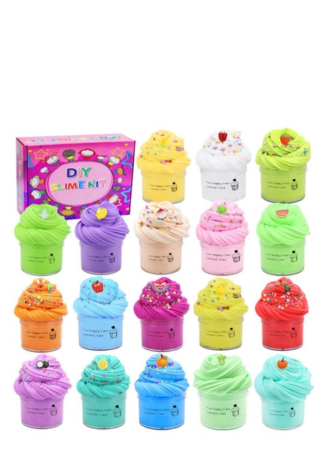 18 Packs Slime Kit, Non-Sticky Multicolor Slime Set for Kids, Includes Charms Gift Wrap Gift, Boasts Creativity and Interest