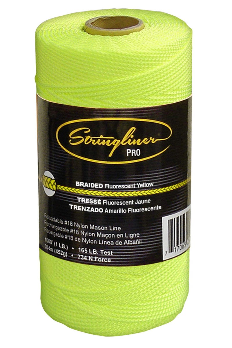 Stringliner Braided Mason Line Replacement Roll Contractor Pack 1,000' - Fluorescent Yellow (6 Pack) - SL35765CPK - Image 2