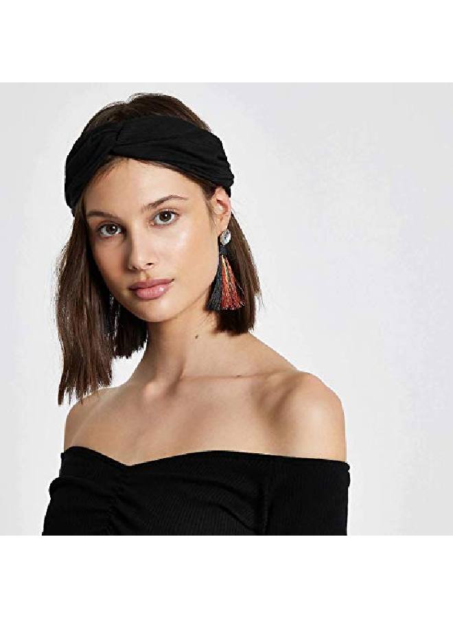 Huachi Turban Headbands For Women Wide Head Wraps Knotted Elastic Teen Girls Yoga Workout Solid Color Hair Accessories 6 Pack - Image 3