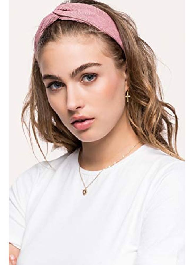 Huachi Turban Headbands For Women Wide Head Wraps Knotted Elastic Teen Girls Yoga Workout Solid Color Hair Accessories 6 Pack - Image 4