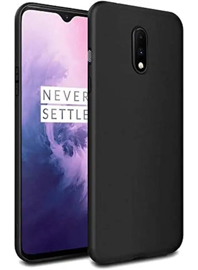 غطاء واقي لهاتف OnePlus 7، غطاء خلفي ناعم رفيع من TPU، غطاء سيليكون مرن متوافق مع OnePlus 7 - أسود