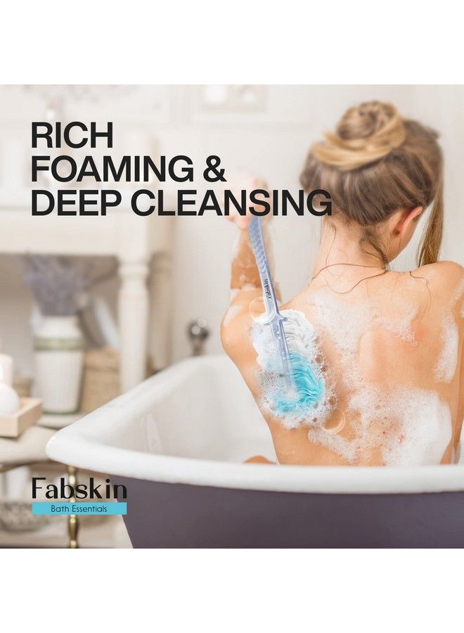 Fabskin Bath Body Brush Loofah For Men & Women With Long Handle ; Body Bath Brush ; Back Scrubber For Bathing ; Made In India (Blue) - Image 5