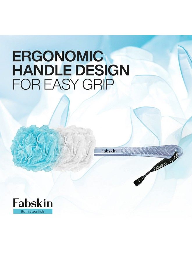 Fabskin Bath Body Brush Loofah For Men & Women With Long Handle ; Body Bath Brush ; Back Scrubber For Bathing ; Made In India (Blue) - Image 4