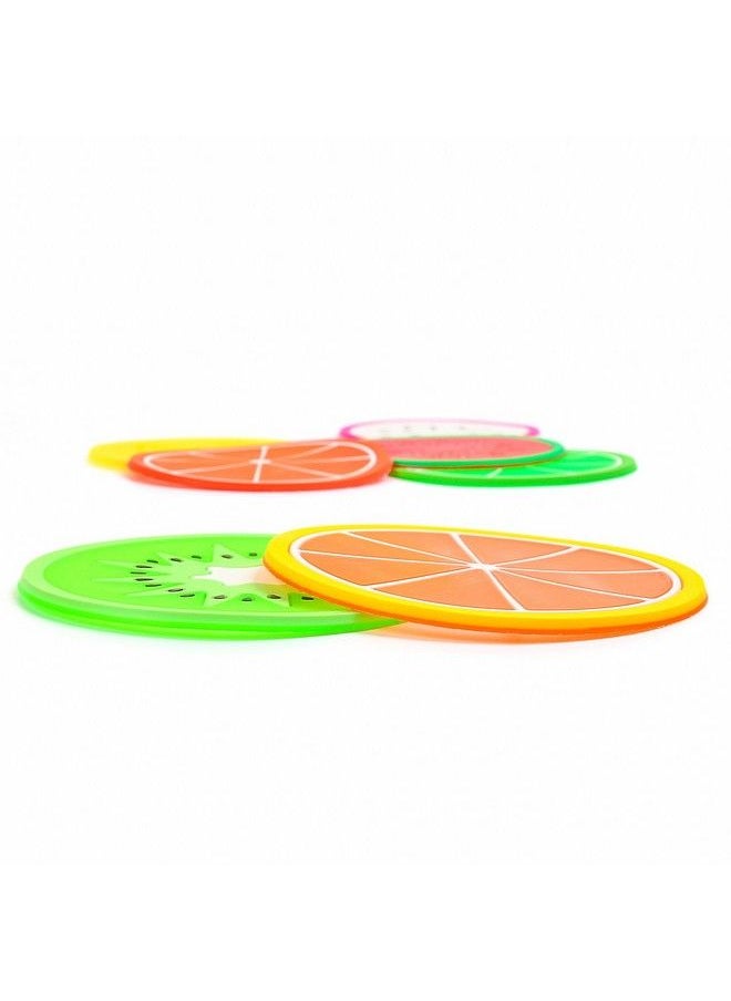 DomeStar Fruit Coaster 7Pcs 3.5" Non Slip Coasters Heat Insulation Colorful Unique Slice Silicone Drink Cup Mat For Drinks Prevent Furniture And Tabletop  - Image 5
