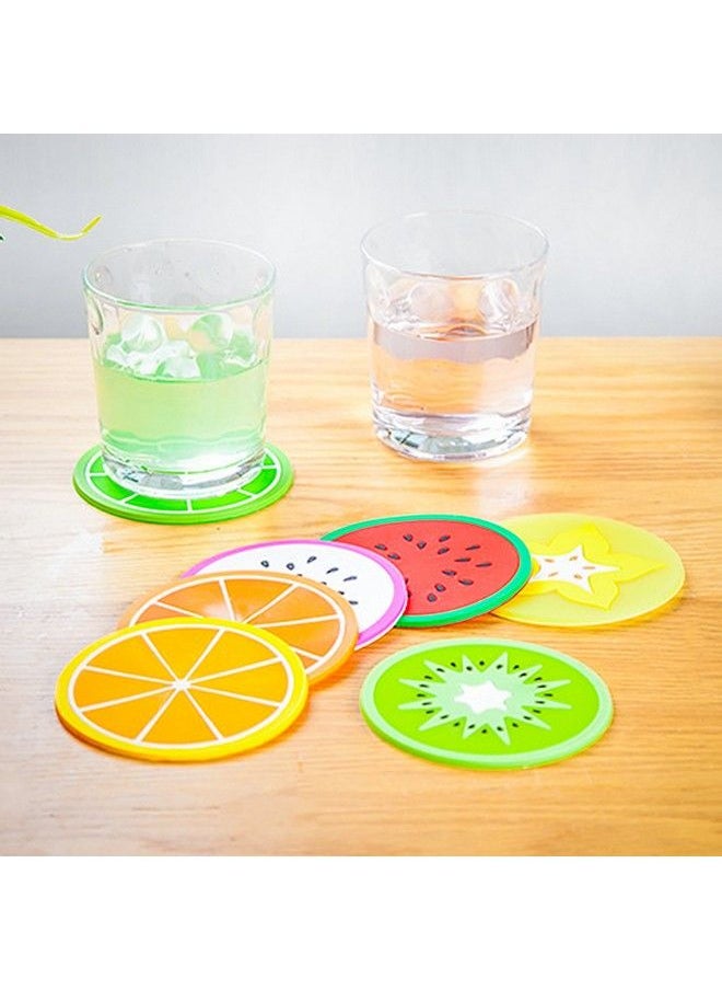 DomeStar Fruit Coaster 7Pcs 3.5" Non Slip Coasters Heat Insulation Colorful Unique Slice Silicone Drink Cup Mat For Drinks Prevent Furniture And Tabletop  - Image 3