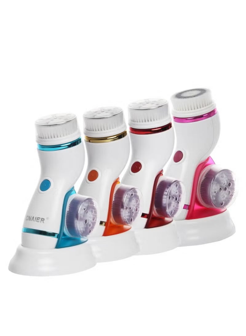 Cnaier Face Cleaning Brush 4 In 1 Heads white-pink - Image 4