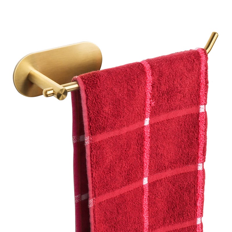 TocTen TocTen Hand Towel HolderTowel Ring No Drilling Stick on Wall Hand Towel Bar SUS 304 Stainless Steel Hand Towel Rod Strong Self Adhesive Hand Towel RackHanger for Bathroom Kitchen Brushed Gold 
