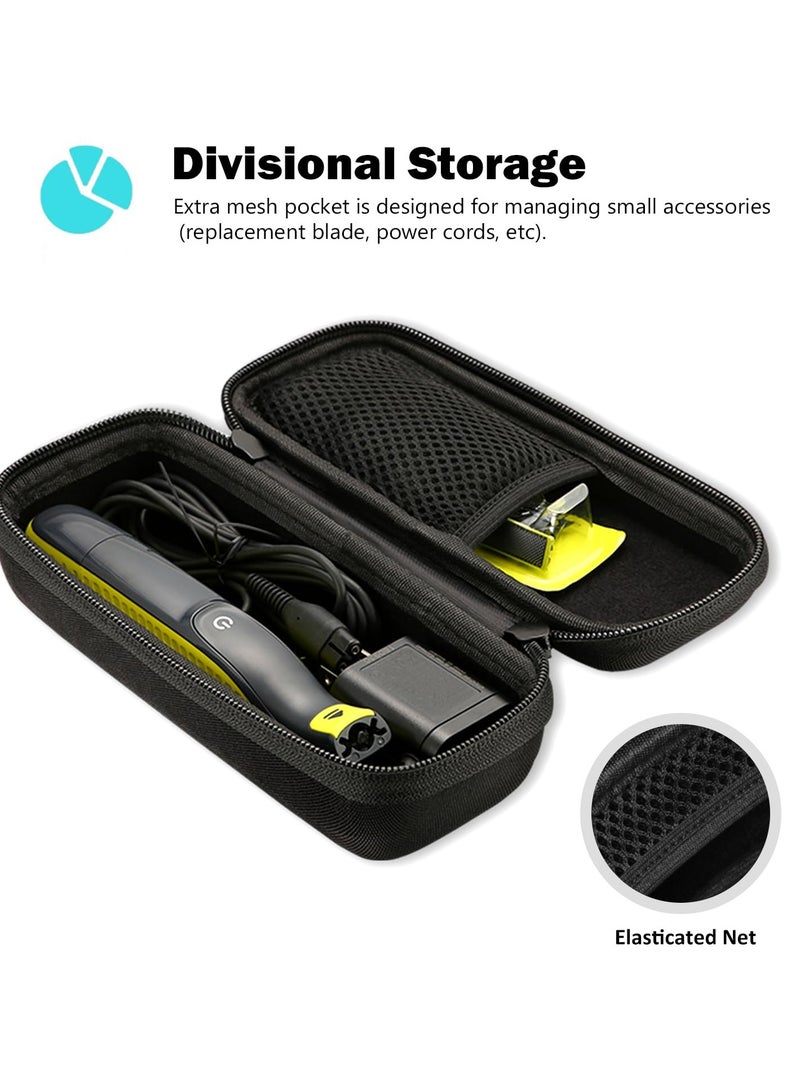 SYOSI Travel Organizer Carrying Bag for One Blade Hybrid Electric Trimmer and Shaver Provide Full Double Zipper Hard Case for OneBlade QP2520 QP2530 QP2620 QP2630 Gift for Father Husband Son Black - Image 2