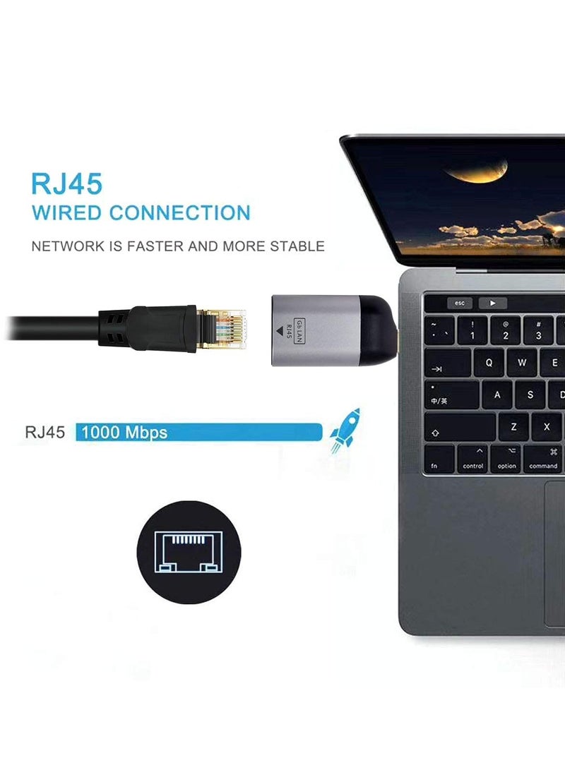 SYOSI USB C to Ethernet Adapter Type-C USB 3.1 to 1000Mbps Portable Gigabit Ethernet LAN Network Adapter for Laptops Phones Tablets and More Type-C Devices  - Image 2