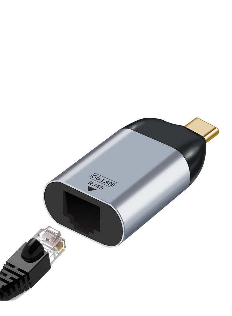 SYOSI USB C to Ethernet Adapter Type-C USB 3.1 to 1000Mbps Portable Gigabit Ethernet LAN Network Adapter for Laptops Phones Tablets and More Type-C Devices  - Image 1
