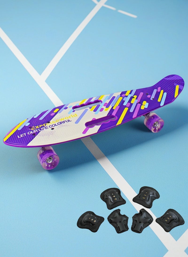 إيزي فيتشور لوح تزلج EASY FUTURE Penny Board للأطفال من سن 6 إلى 12 عامًا - لوح تزلج قصير كامل Cruiser Board للشباب والمراهقين والمبتدئين بما في ذلك مجموعة معدات الحماية - Image 1