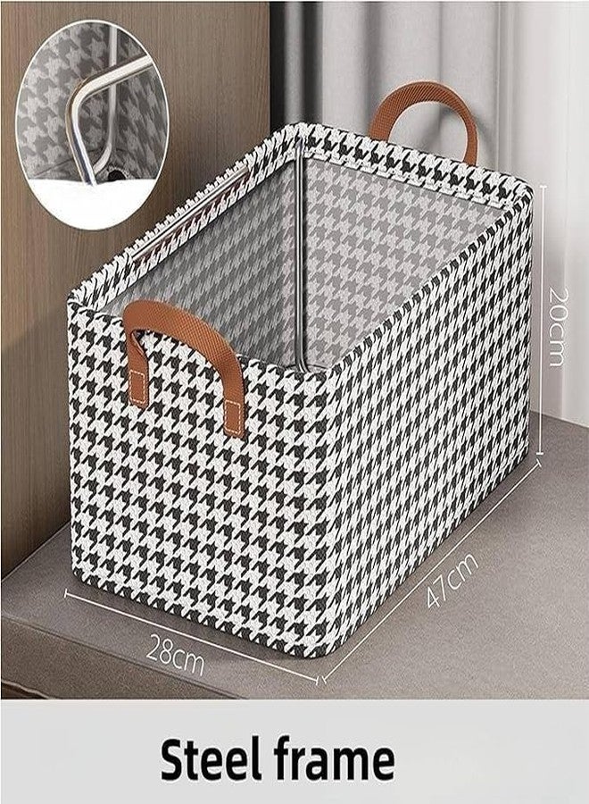JUVIW Clothes Organizer with Handle, Fabric Storage Box with Steel Frame Stackable Shelf Storage Baskets Foldable Wardrobe Storage Box for Clothes Jeans Sarees Toys (1) - Image 2