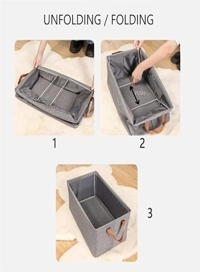 JUVIW Clothes Organizer with Handle, Fabric Storage Box with Steel Frame Stackable Shelf Storage Baskets Foldable Wardrobe Storage Box for Clothes Jeans Sarees Toys (1) - Image 4