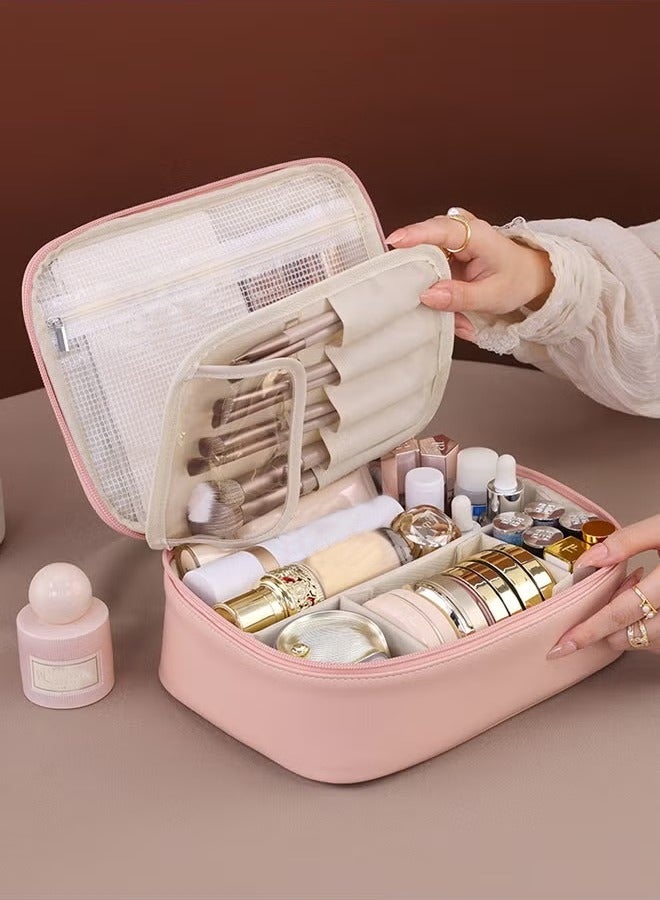 حقيبة المكياجحقيبة تجميلية مقسمة سعة كبيرة حاسة متقدمة متعددة الوظائف حقيبة تخزين تجميلية تصميم مناسب - Image 1