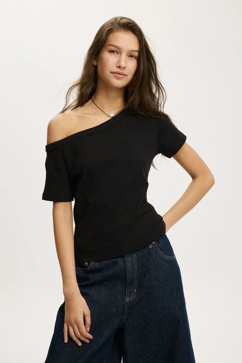 Cotton On Arlie Asymmetric Short Sleeve Top