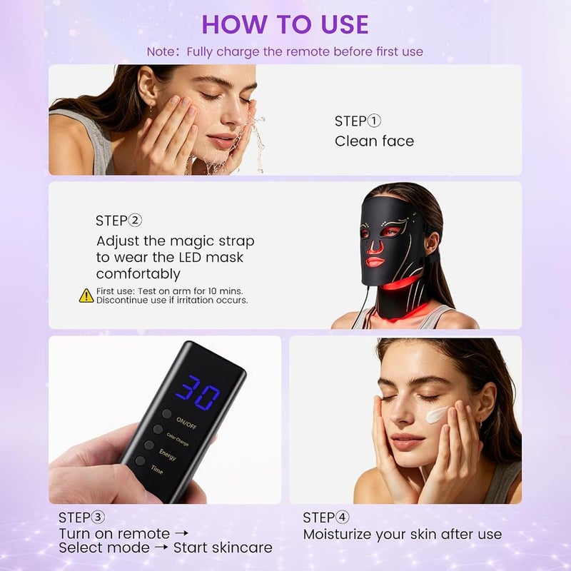 Deciniee Red Light Therapy Mask Skin Care: LED Face Mask & Neck Mask - 7 Colors Silicone LED Mask with Infrared Light - Anti-Aging & Hydration for Glowing Skin - Timer - Facial Skincare & Beauty Gifts - Image 5