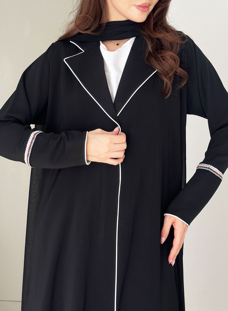 روزيت عباية بليزر ندى مزين بألوان تطريز الإمارات العربية المتحدة وشيلة متناسقة - Image 1