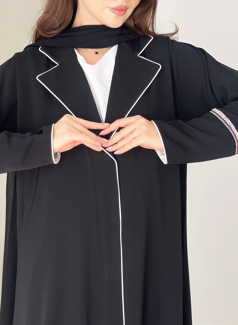 روزيت عباية بليزر ندى مزين بألوان تطريز الإمارات العربية المتحدة وشيلة متناسقة - Image 3