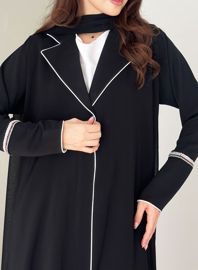 روزيت عباية بليزر ندى مزين بألوان تطريز الإمارات العربية المتحدة وشيلة متناسقة - Image 5