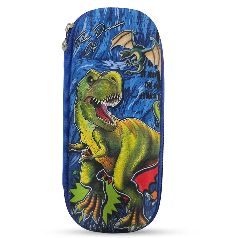 كوكوبي Cocobee Dino Roar Pencil Case With Internal Mesh Pocket, Sturdy Build, Zipper Closure – Boys, 3+ Years, Multicolor