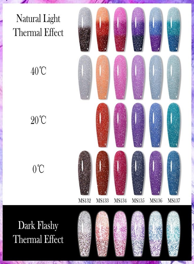 MSRUIOO Color Changing Reflective Gel Nail Polish, Temperature Color Change Glitter Gel Polish, Diamond Glitter Silver Pink Purple - Image 3