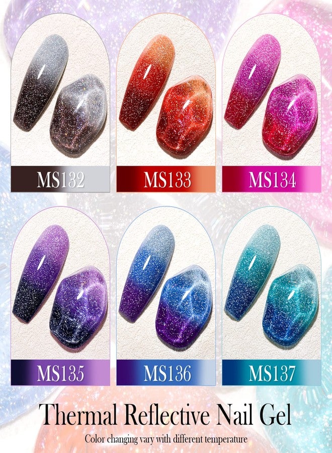 MSRUIOO Color Changing Reflective Gel Nail Polish, Temperature Color Change Glitter Gel Polish, Diamond Glitter Silver Pink Purple - Image 2