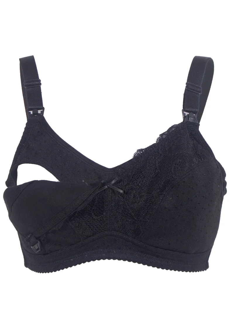 Okus Basic Cotton Maternity And Nursing Bra - Black - X Large