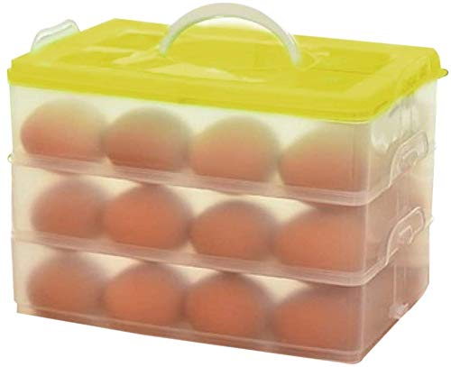 VEDVIT Plastic Egg Storage Box Container Holder Tray for Fridge Refrigerator Kitchen Food and Vegetable Egg Storage Container with Lid Multicolor 36 Grid3 Layer - Image 2