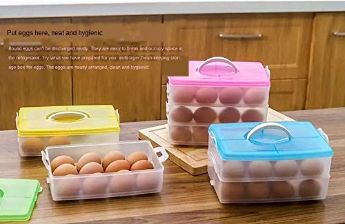 VEDVIT Plastic Egg Storage Box Container Holder Tray for Fridge Refrigerator Kitchen Food and Vegetable Egg Storage Container with Lid Multicolor 36 Grid3 Layer - Image 4