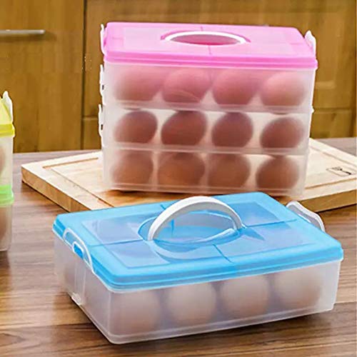 VEDVIT Plastic Egg Storage Box Container Holder Tray for Fridge Refrigerator Kitchen Food and Vegetable Egg Storage Container with Lid Multicolor 36 Grid3 Layer - Image 1
