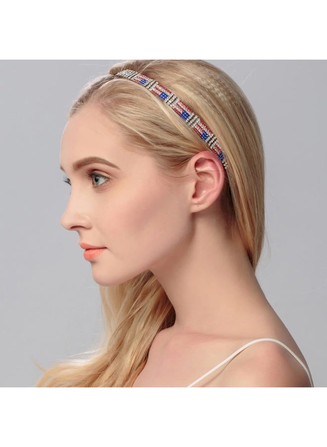 BinaryABC American Flag Rhinestone Hair Band,4th of July Patriotic Sparkly Headband, Fourth of July Mmemorial Day Hair Accessories - Image 2