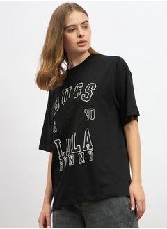 Warner Bros Oversized Slogan Print Round Neck T-Shirt  - Image 3