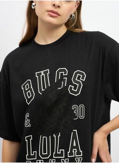 Warner Bros Oversized Slogan Print Round Neck T-Shirt  - Image 4