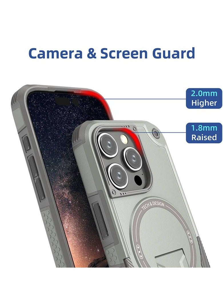 TWEGGON iPhone 16 Pro Case Armor Magsafe Holder PC Hybrid TPU Phone Case for Apple iPhone 16 Pro Natural Titanium  - Image 5