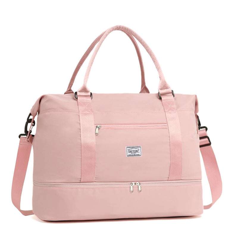 TANTOMI Travel Duffle Bag for Women Personal Item Travel Bag with Shoes Compartment Weekender Overnight Bag Carry On Duffle Bag Tote Gym Bag for Travel Sports Hospital Dance Pink - Image 2