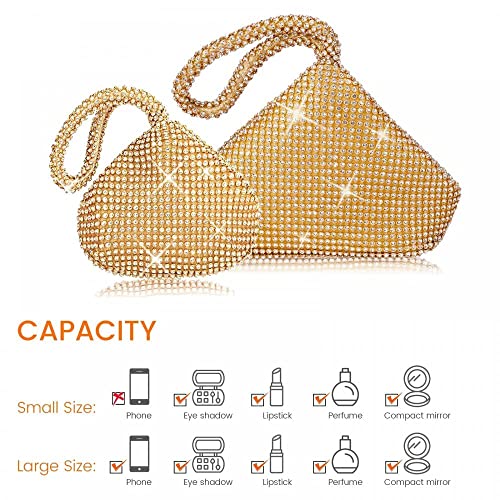VISTATROY Women's Evening Bag Sparkly Rhinestone Purse Triangle Designer Chain Clutch Purse Bag Party Prom Wedding Purse - Image 4