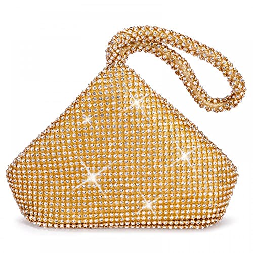 VISTATROY Women's Evening Bag Sparkly Rhinestone Purse Triangle Designer Chain Clutch Purse Bag Party Prom Wedding Purse - Image 1