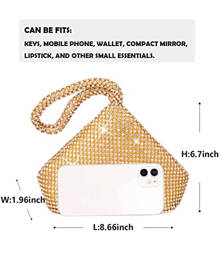 VISTATROY Women's Evening Bag Sparkly Rhinestone Purse Triangle Designer Chain Clutch Purse Bag Party Prom Wedding Purse - Image 2