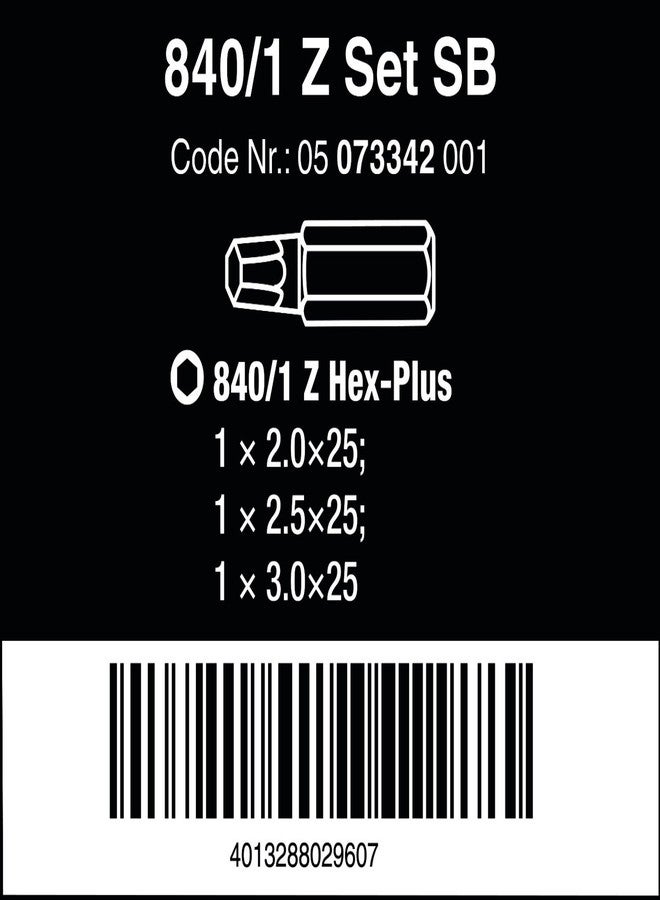Wera 840/1 Z SW 2.0/2.5/3.0 SET A SB BITS ASSORTMENT - Image 3