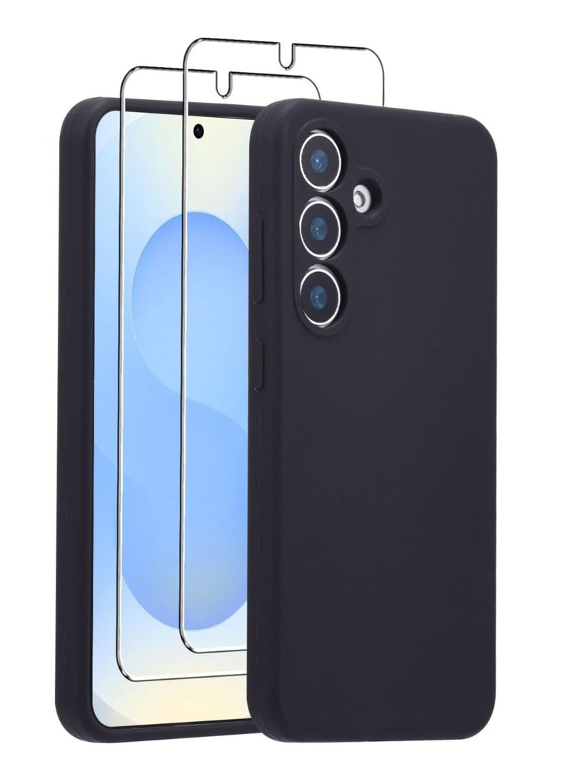 BORTONY Samsung Galaxy S25 Case Cover Silicone Soft Gel Rubber Case with 2-Pack Screen Protector 9H Hardness HD Clear Glass for Samsung Galaxy S25 6.2-inch - Image 1