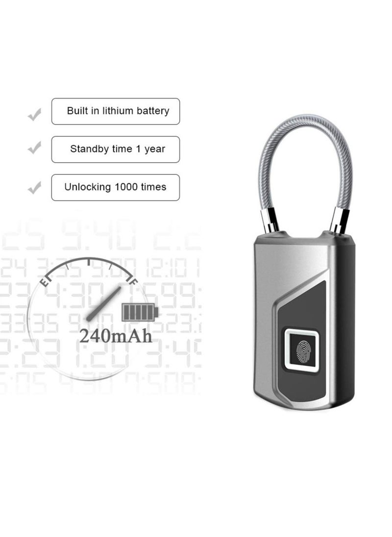 Excefore Fingerprint Padlock,Electronic Door Lock Fingerprint Recognition Smart Keyless Rechargeable Waterproof Security Antitheft Padlock for Backpack Suitcase Bicycle  - Image 4