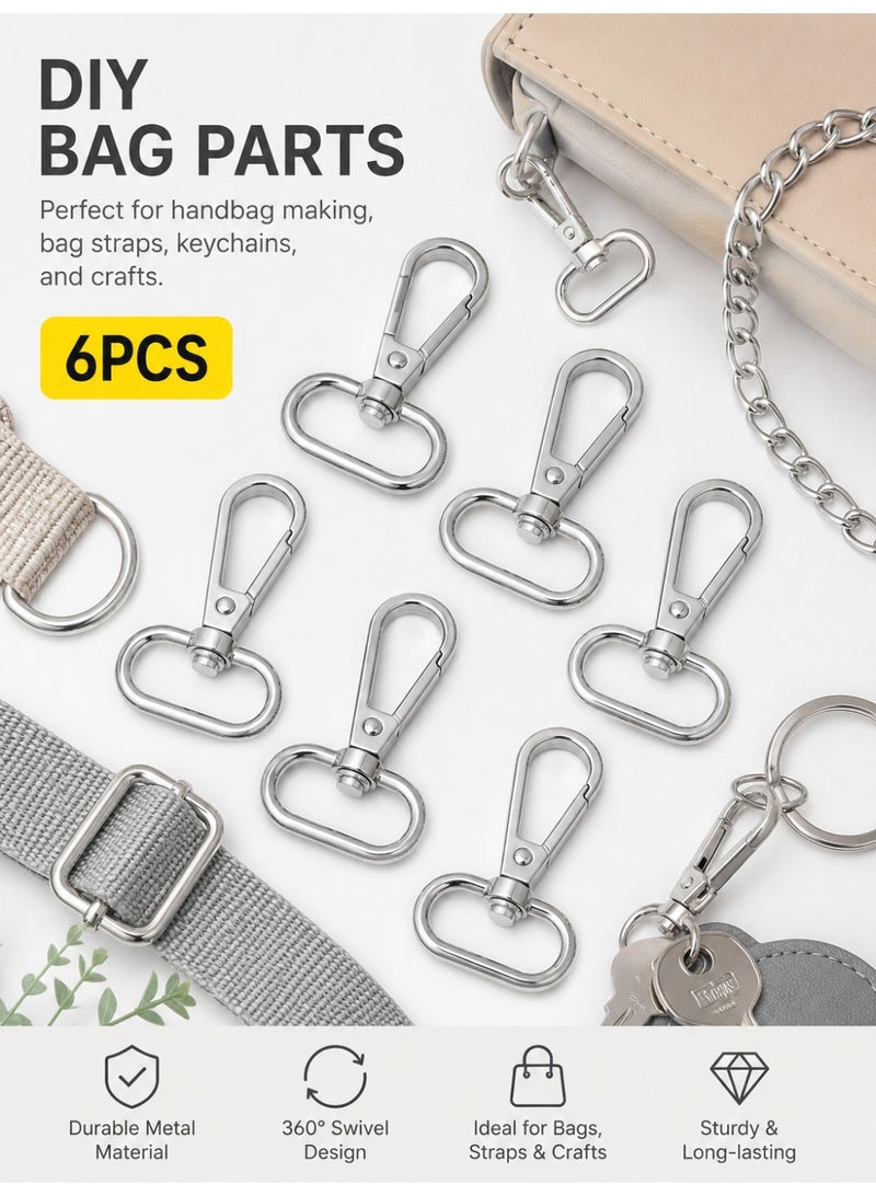 6PCS Swivel Snap Hook Clasp for Bags Keychains Straps and DIY Crafts, Silvery - Image 5