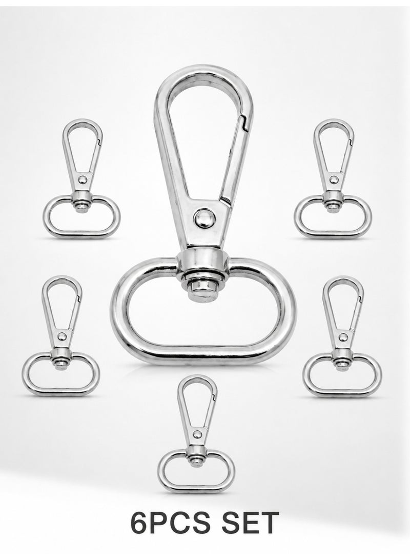 6PCS Swivel Snap Hook Clasp for Bags Keychains Straps and DIY Crafts, Silvery - Image 1