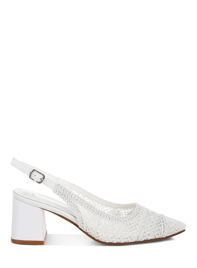 London Rag Women's Woven Design Slingback Sandal in White